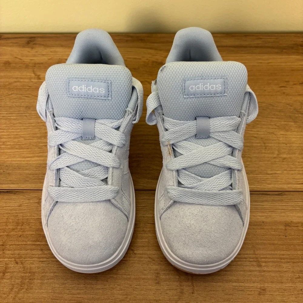 Adidas Grand Court 00s Shoes Crystal Sky/Cloud White Kids Size 1 Suede Lace Up